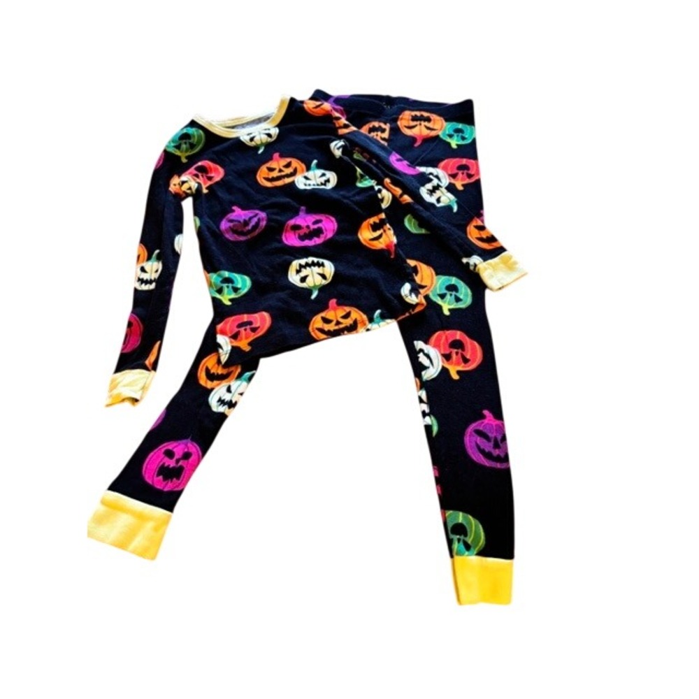 Hyde and EEK Boutique Kids Halloween Pumpkin Pajama Set Black Neon Size 8
